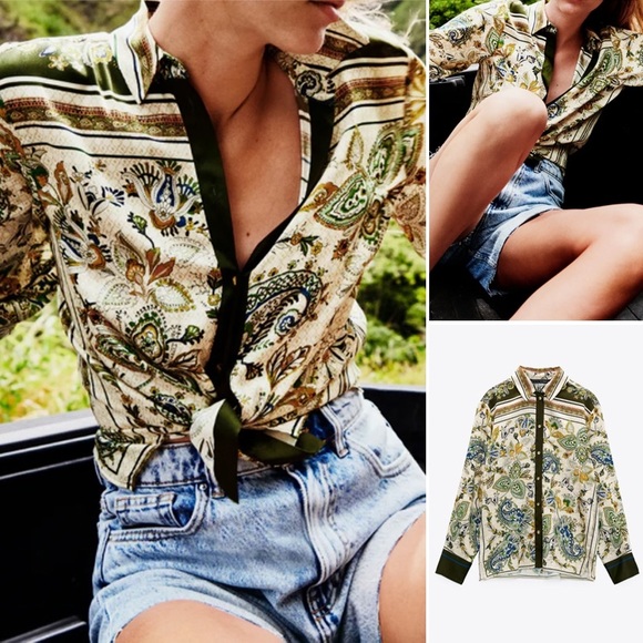 Zara Tops Zara Flowy Printed Shirt Poshmark